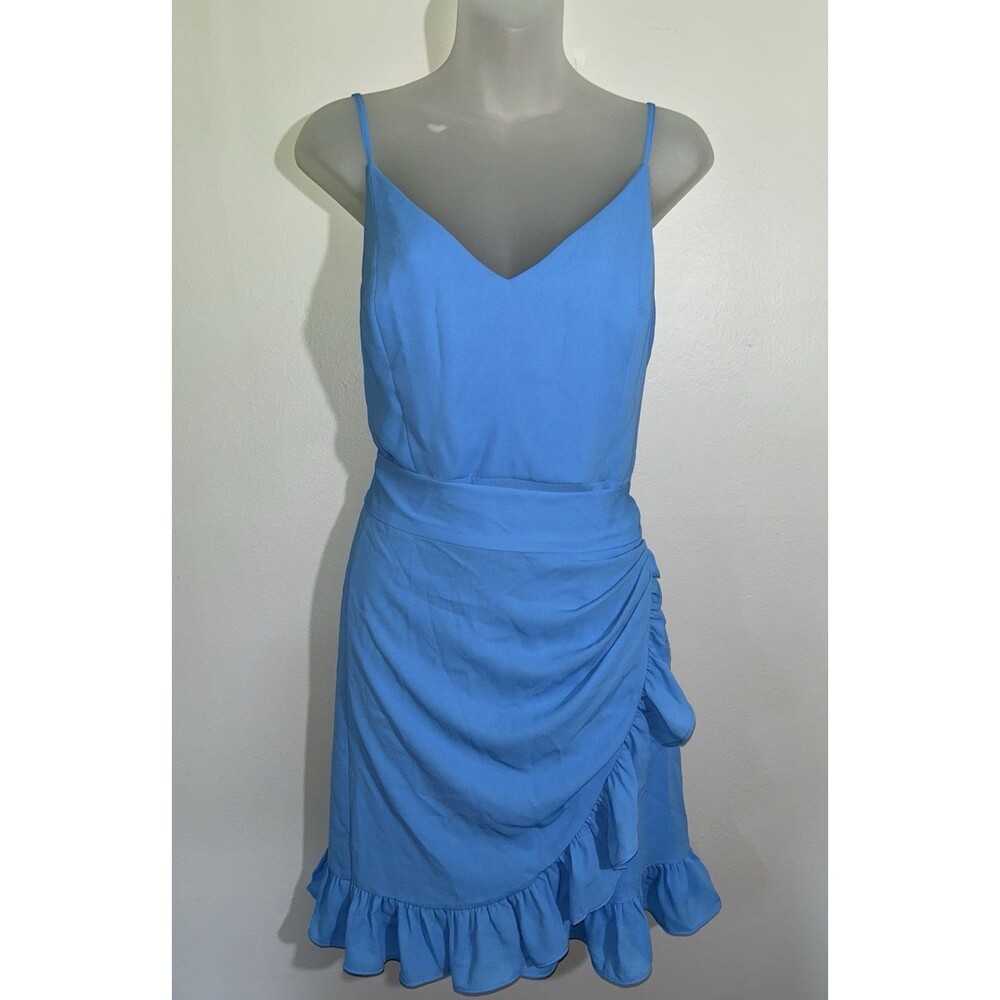 Lilly Pulitzer Alisa Wrap Mini Dress Ruffled Tie Waist Lunar Blue Women’s 8